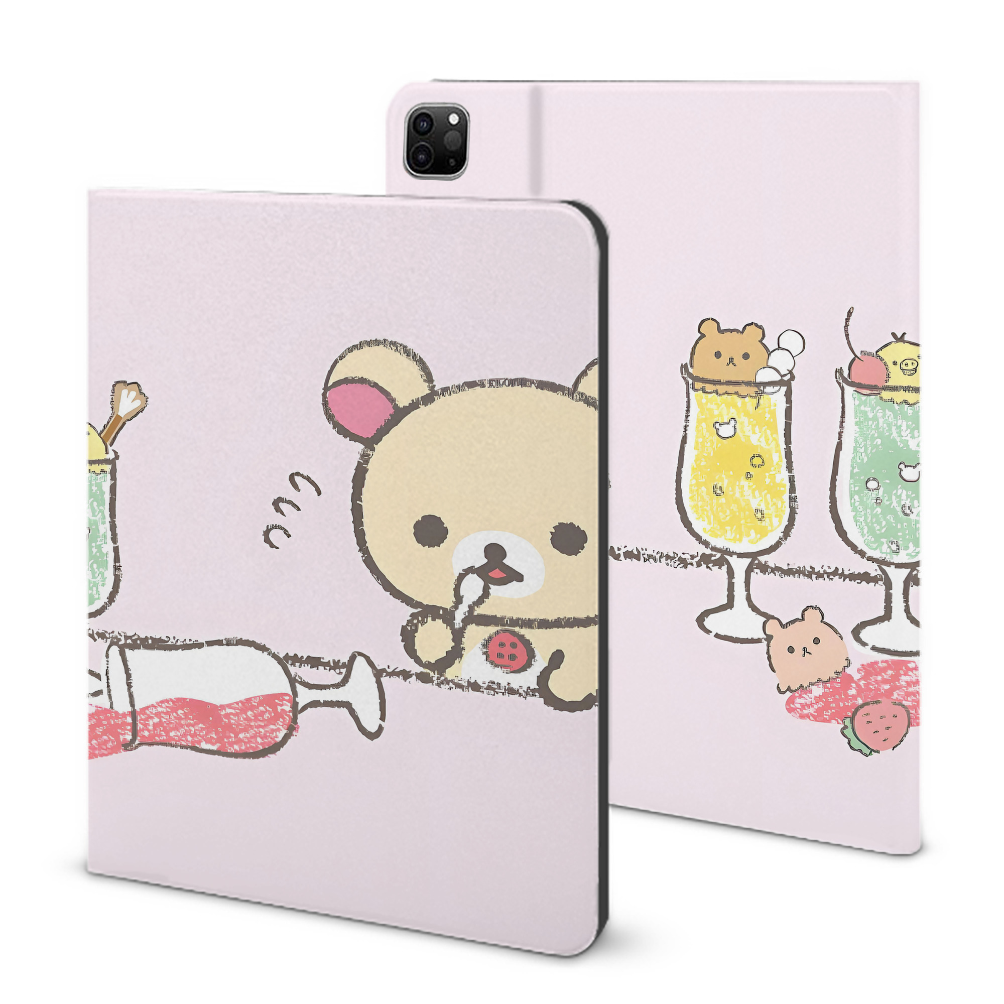 （画像用） リラックマ リラックマ キイロイトリ Rilakkuma Korilakkuma Kiiroitori IPad ケース ブック型 PUレザー TPU 耐衝撃 軽量 薄型 ペン収納なし 全面保護 IPad 各モデル対応